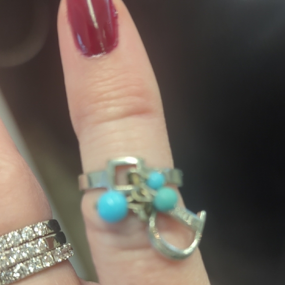 Silver and Turquoise Charm Ring - Picture 1 of 4